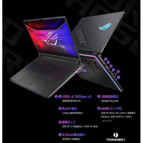 Игровой ноутбук Asus Rog Strix G18 Pluse, Ultra 9 275HX, Mini-LED 2.5K 240Гц, RTX 5090, RAM 64ГБ, SSD 2ТБ, G835LX, Windows 11 Home, Русская гравировка, Черный